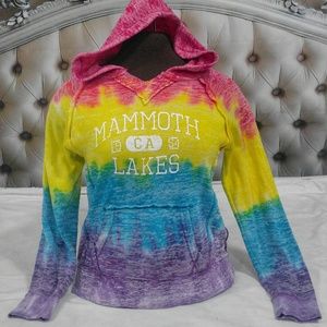 MV Sport Mammoth Lakes rainbow tie dye hoodie girl
